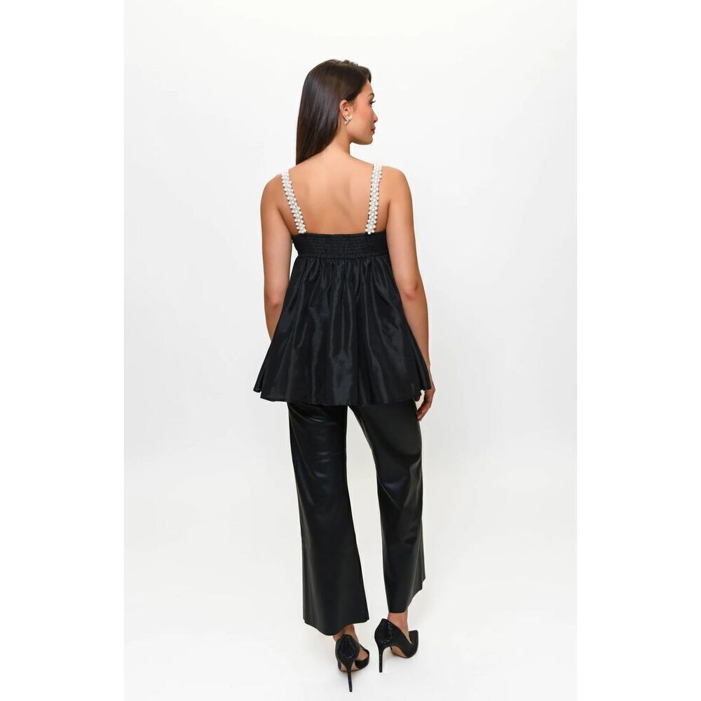 Hutch Black Tyla Top with Pearl Strap Cocktail Babydoll top Size S - Picture 3 of 8